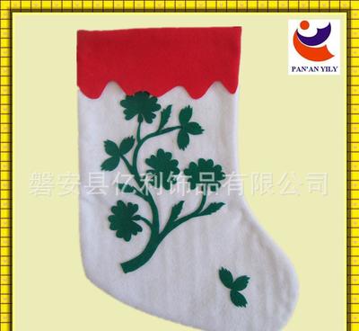 【工厂销售】贴花白色圣诞袜 圣诞节袜子