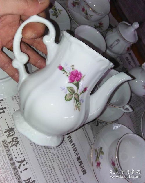 1980年代釉上彩贴花瓷器出口15头茶具咖啡具瓷器 完整精品极具收藏价值