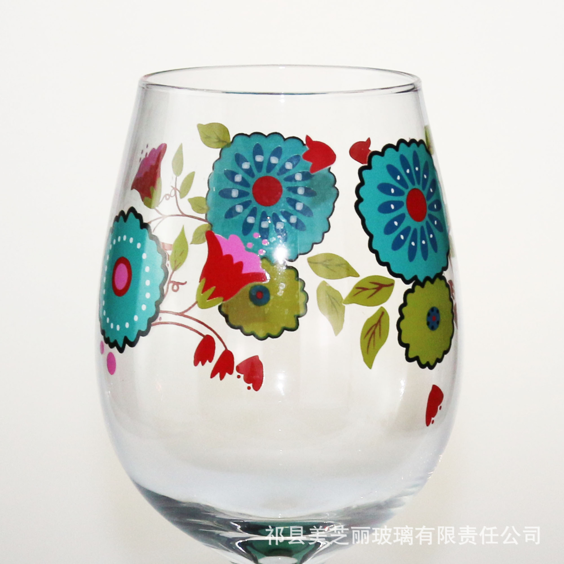 【山西祁县手绘加工厂专业定做手绘贴花玻璃酒杯 做工精致高档典雅】价格,厂家,图片,杯子,祁县美芝丽玻璃有限责任公司-