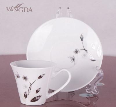 【高温白瓷贴花咖啡杯碟, 陶瓷杯碟】价格_厂家_图片
