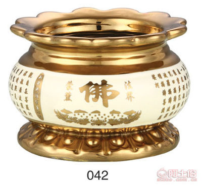 【三宝斋集鸿禧宗教用品心经莲花招财香炉厂家直销圆口荷花口贴花真金】深圳市龙岗区龙城禧鸿集陶瓷商行 - 产品库