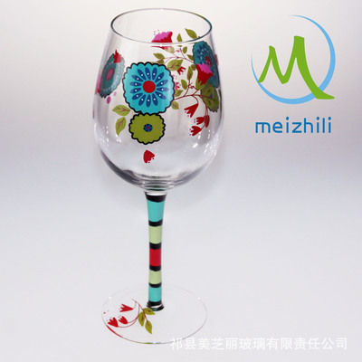 【山西祁县手绘加工厂专业定做手绘贴花玻璃酒杯 做工精致高档典雅】价格,厂家,图片,杯子,祁县美芝丽玻璃有限责任公司-